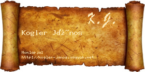 Kogler János névjegykártya